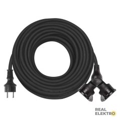 Venkovní prodlužovací kabel 20 m / 2 zásuvky / černý / guma / 230 V / 1,5 mm2 Emos P0603