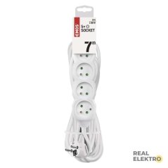 Prodlužovací kabel 7 m / 5 zásuvek / bílý / PVC / 1 mm2 Emos P0517