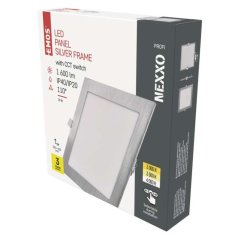 Čtvercové vestavné LED svítidlo Emos Nexxo ZD2243, stříbrné, 18 W, se změnou CCT