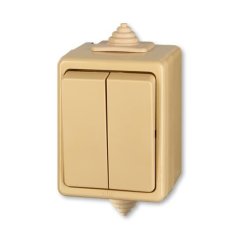 Přepínač střídavý dvojitý, řazení 6+6, IP44 ABB Praktik 3553-52929 D - béžová