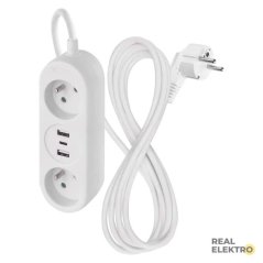 Prodlužovací kabel Emos P0211E, 2x zásuvka, 2x USB-A, 1x USB-C, bílý, 1,4 m