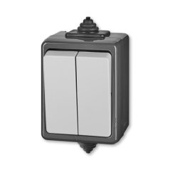 Přepínač střídavý dvojitý, řazení 6+6, IP44 ABB Praktik 3553-52929 S - šedá