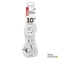 Prodlužovací kabel 10 m / 3 zásuvky / bílý / PVC / 1 mm2 Emos P0310