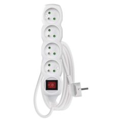 Prodlužovací kabel 3 m / 4 zásuvky / s vypínačem / bílý / PVC / 1 mm2 Emos P1413