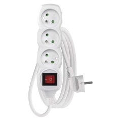 Prodlužovací kabel 2 m / 3 zásuvky / s vypínačem / bílý / PVC / 1 mm2 Emos P1312