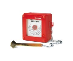 Tlačítkový hlásič požáru Scame 676.35100, IP55 - červený