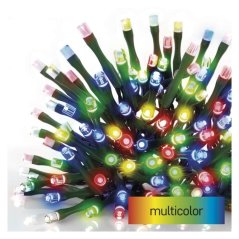 LED vánoční řetěz, 12 m, venkovní i vnitřní, multicolor, časovač Emos D4AM03