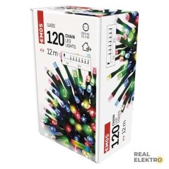 LED vánoční řetěz, 12 m, venkovní i vnitřní, multicolor, časovač Emos D4AM03