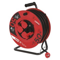 Venkovní prodlužovací kabel na bubnu 50 m / 4 zásuvky / černý / guma / 230 V / 1,5 mm2 Emos P084501