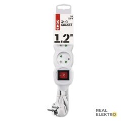 Prodlužovací kabel 1,2 m / 3 zásuvky / s vypínačem / bílý / PVC / 1 mm2 Emos P1311