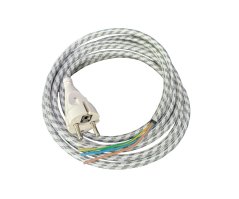 Flexo šňůra opletená guma H05RR-F 733109-3, 3x1 mm2, 2 m, bílá/černá
