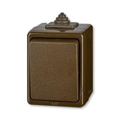 Ovládač zapínací, řazení 1/0, IP44 ABB Praktik 3553-80929 H - hnědá