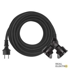 Venkovní prodlužovací kabel 15 m / 2 zásuvky / černý / guma / 230 V / 1,5 mm2 Emos P0602