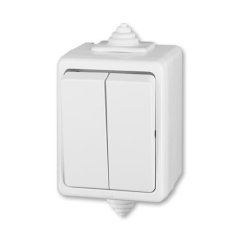 Přepínač střídavý dvojitý, řazení 6+6, IP44 ABB Praktik 3553-52929 B - bílá