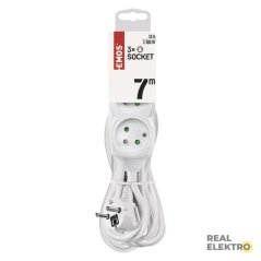 Prodlužovací kabel 7 m / 3 zásuvky / bílý / PVC / 1 mm2 Emos P0317