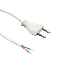 Flexo PVC šňůra 872071-3-1/2,5, 2x0,75, cínování, rovná plochá vidlice, bílá - 2,5 m