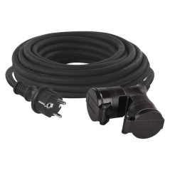 Venkovní prodlužovací kabel 15 m / 2 zásuvky / černý / guma / 230 V / 1,5 mm2 Emos P0602
