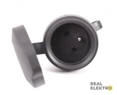 Gumová zásuvka Fanton 81034, IP44, 16 A, 2P - černá