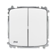 Přepínač dvojitý střídavý, s krytem, řazení 6+6, IP44, bezšroubové svorky ABB Tango 3559A-A52940 B - bílá