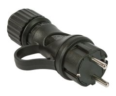 Gumová vidlice Fanton 80052, IP44, 16 A, 2P - černá