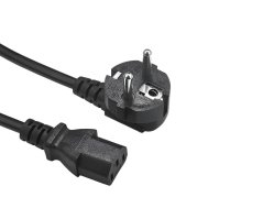 Flexo PVC počítačová šňůra N5/863077-1-2/2, 3x0,75, úhlová vidlice, černá - 2 m