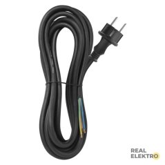 Flexo šňůra gumová 3× 2,5mm2, rovná vidlice, 5m, černá Emos S03450