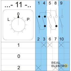 Vačkový spínač reverzní Apator 4G63-11-PK, 3-pól, 63 A