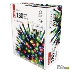 LED vánoční řetěz, 18 m, venkovní i vnitřní, multicolor, časovač Emos D4AM04