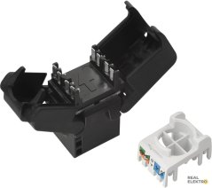 Konektor/keystone CAT6 UTP Solarix SXKJ-6-UTP-BK-SA, samořezný, datová zásuvka RJ45 - černý